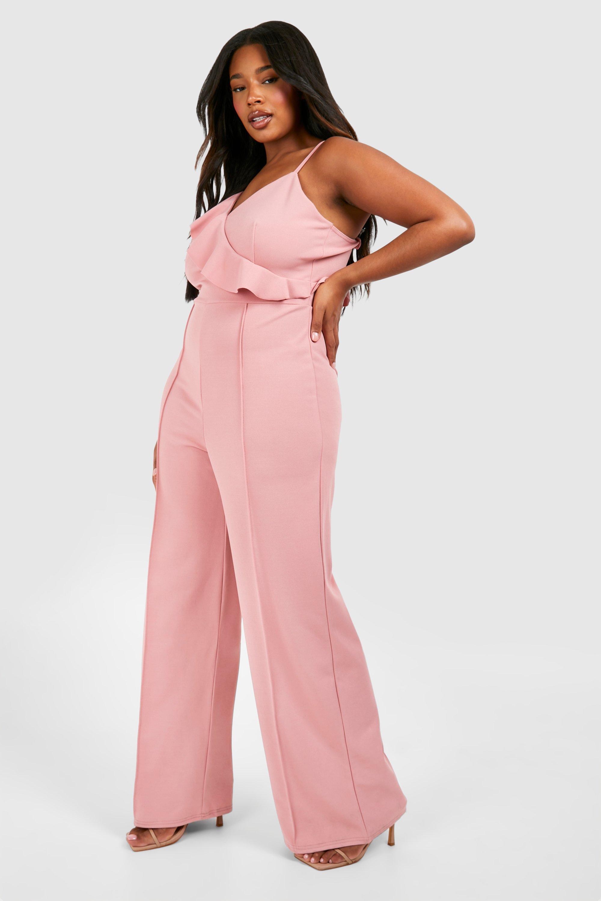 Plus Ruffle Detail Strappy Wide Leg Jumpsuit